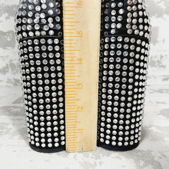 New Steve Madden Black Cobra Rhinestones Ankle Platform Boots C70 - Picture 7 of 11